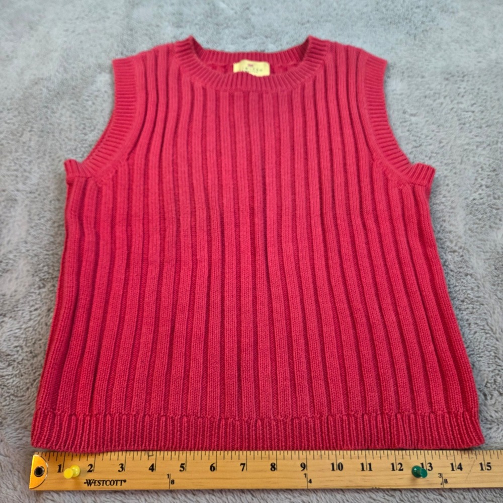 Vtg Limited America Cotton Sweater Vest Women M Ribbed Knit Crew Neck Sleeveless